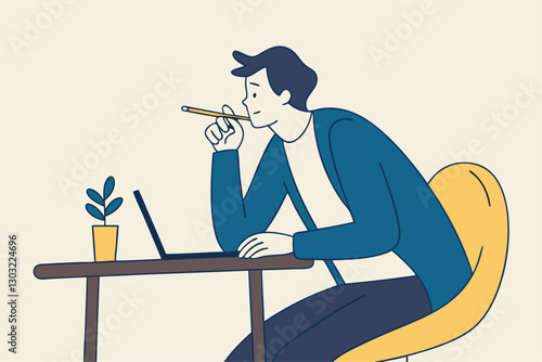 Boring office worker, exhausted or fatigue employee, afternoon slump or tired and burnout at work concept, sleepy businessman office worker hand on chin bored sitting low energy on his working desk.