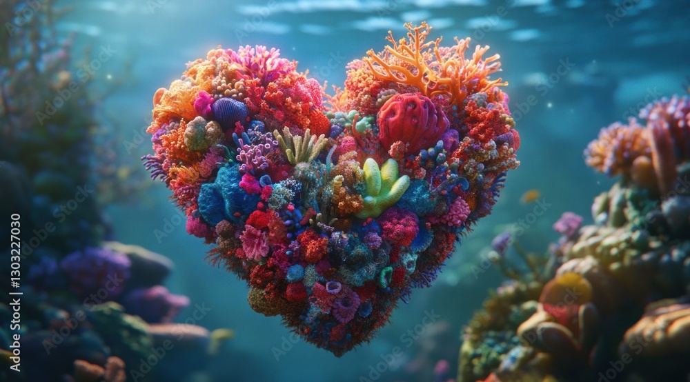 Fototapeta premium Heart coral reef underwater scene