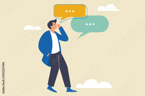 Second opinion, suggestion or advice to consider, reason or logical thinking, information to make decision or judgement concept, businessman think from listening to second opinion and make decision.