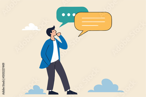 Second opinion, suggestion or advice to consider, reason or logical thinking, information to make decision or judgement concept, businessman think from listening to second opinion and make decision.