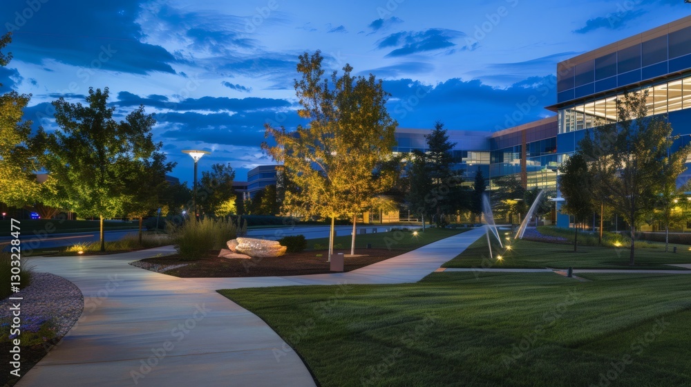 At dawn, the modern corporate campus green Spaces feature synchronized color-changing LED path lighting, smart irrigation sprays, and frilly Berlin boulevards viewed from equidistant angles. At dawn, the modern corporate campus green Spaces feature synchronized color-changing LED path lighting, smart irrigation sprays, and frilly Berlin boulevards viewed from equidistant angles.