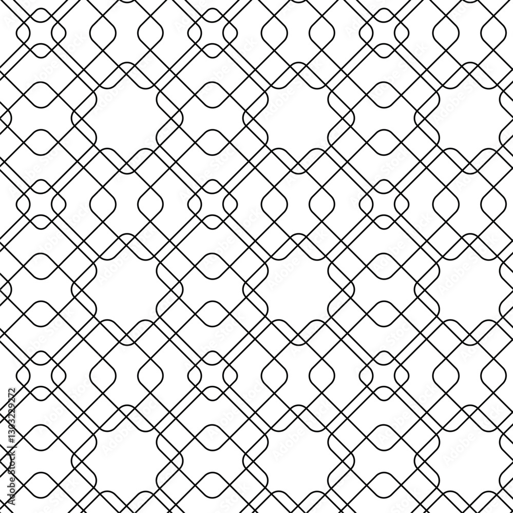 Fototapeta premium Abstract geometric pattern with square, lines and stripes on white background. A seamless vector background. Graphic modern pattern. White and black pattern.