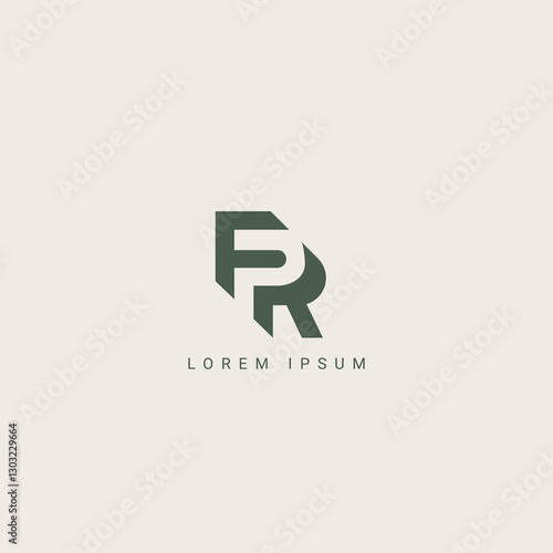 Abstract letter FR RF monogram logo vector template. Initial based minimal flat icon vector