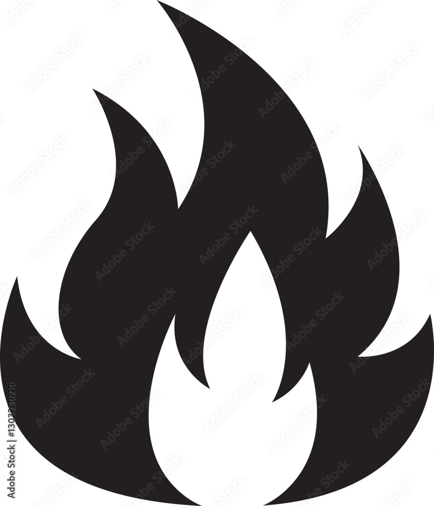 Flame icon illustration in black color line icon Flame icon illustration in black color line icon