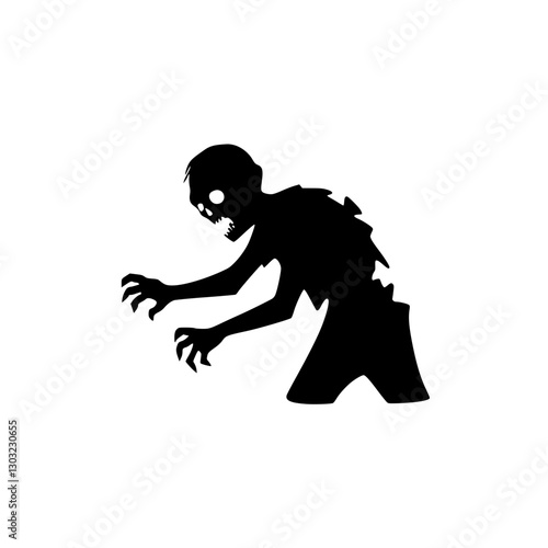 Creepy undead zombie figure walking in a tattered suit with a skull face in a darkened urban landscape during the night