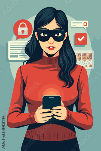 Hacker Stealing Personal Data and Passwords from Mobile Device