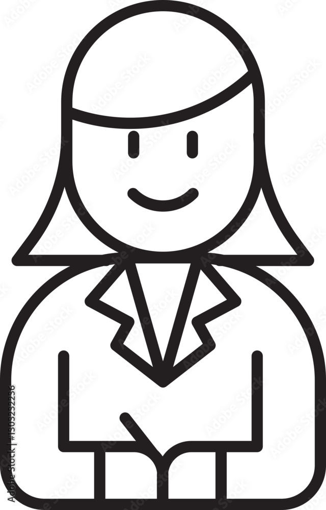Businesswoman icon with a friendly expression line icon Businesswoman icon with a friendly expression line icon