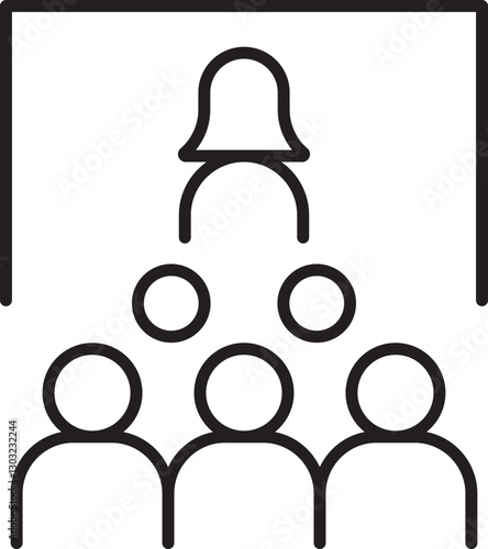 Meeting with audience illustration line icon