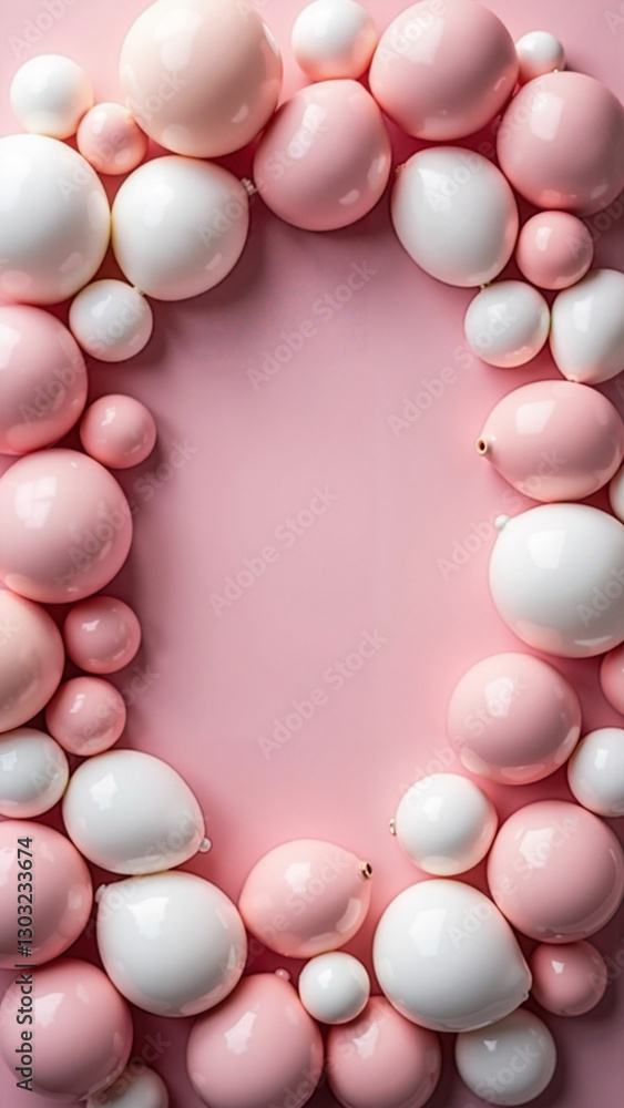 Elegant Balloon Frame on Pink Background for Mother's Day Promotions - Perfect for Greeting Cards, Social Media, and Gift Marketing Elegant Balloon Frame on Pink Background for Mother's Day Promotions - Perfect for Greeting Cards, Social Media, and Gift Marketing