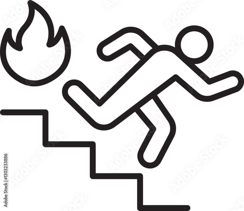 Evacuating from a fire illustration line icon