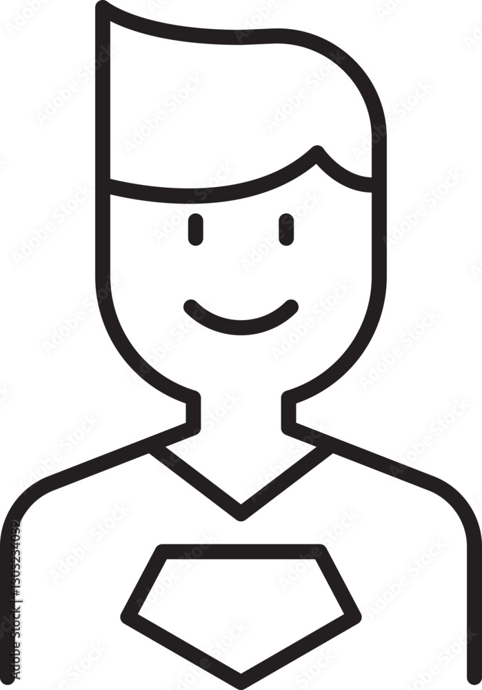 Obraz premium Line art of a smiling superhero character line icon