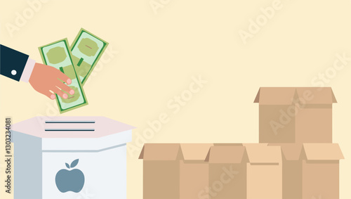 People contributing money to a donation box, representing charity and financial donations for funding