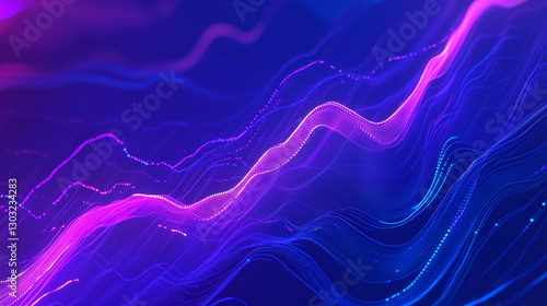 Digital generated image of abstract multicolored curve chart on purple background. Cloud technology, IT, big data or artificial intelligence concepts