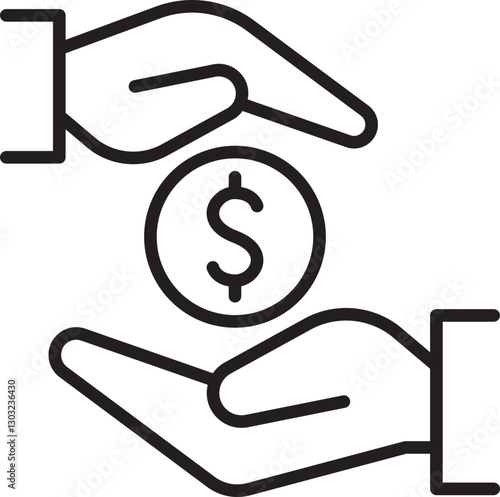 Hands exchanging money icon line icon