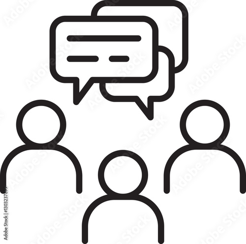 Group conversation with speech bubbles line icon