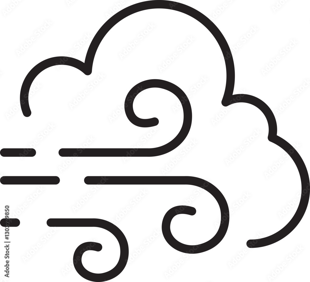 Windy cloud illustration line icon Windy cloud illustration line icon