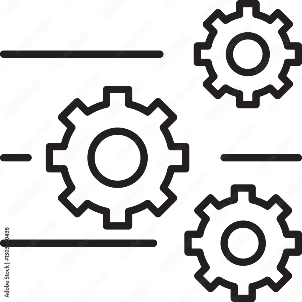 Gears in motion graphic design line icon Gears in motion graphic design line icon