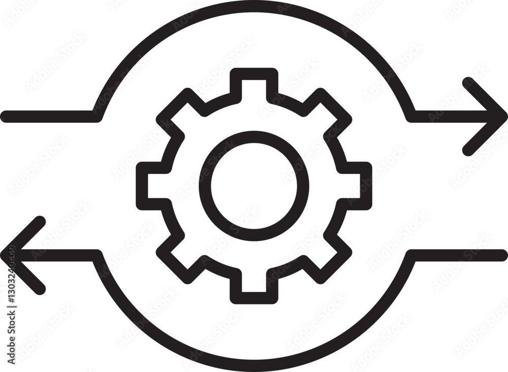 Gear icon with directional arrows line icon Gear icon with directional arrows line icon