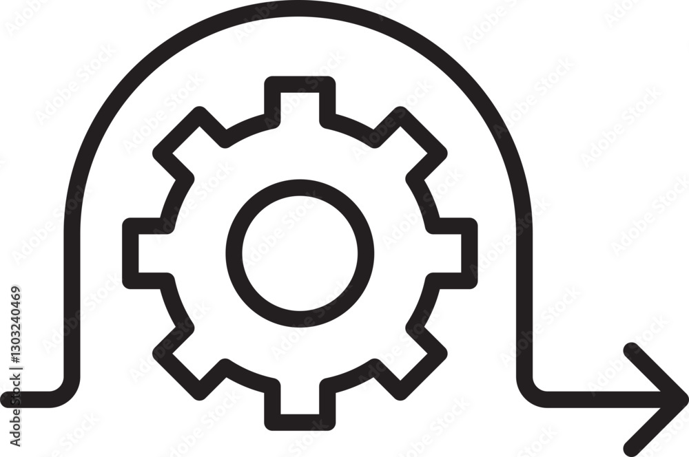 Gear and arrow design symbolizing progress line icon Gear and arrow design symbolizing progress line icon