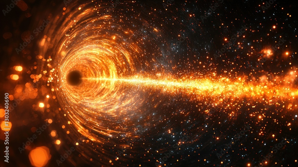 Obraz premium Abstract fiery tunnel vortex, space background, cosmic energy, tunnel effect