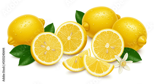 Wallpaper Mural Fresh Yellow Lemons with Green Leaves - Organic Citrus Torontodigital.ca