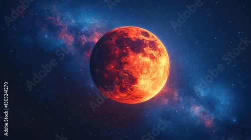 Obraz na płótnie Fiery red planet in a cosmic nebula. w salonie