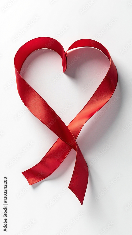 Elegant Red Ribbon Hearts on White Background - Perfect for Valentine's Day, Mother's Day, Wedding Invitations, Love-Themed Promotions, and Romantic Greeting Cards Elegant Red Ribbon Hearts on White Background - Perfect for Valentine's Day, Mother's Day, Wedding Invitations, Love-Themed Promotions, and Romantic Greeting Cards