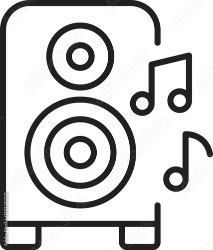 Speaker with musical notes line icon