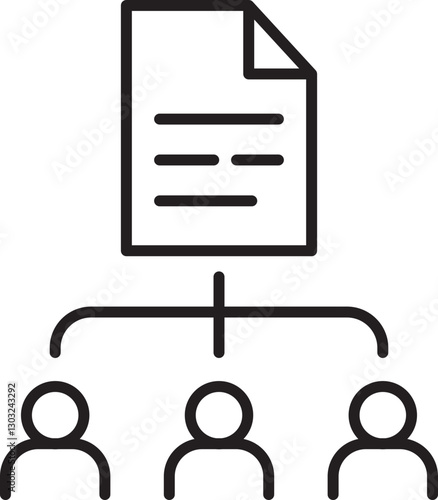 Document sharing with team members line icon