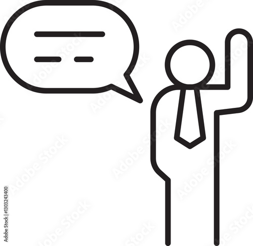 Person gesturing with speech bubble icon line icon