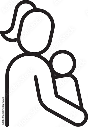 Mother holding baby silhouette line icon