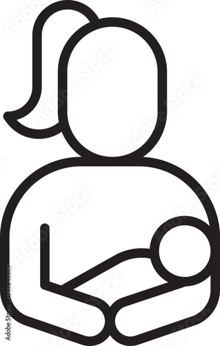 Mother holding baby icon line icon