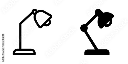 "Desk Lamp Icon Set – Lighting & Workspace Vector Symbols"