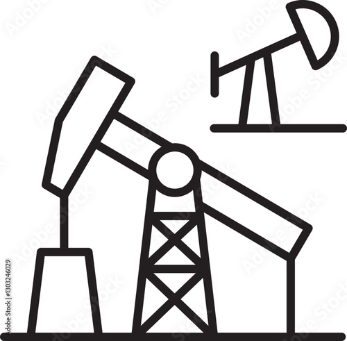 Oil pump jack illustration line icon