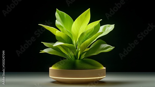 Responsive bioluminescent plant that changes its form and glows faintly in response to touch showcasing the wonders of nature s innovation and adaptation photo