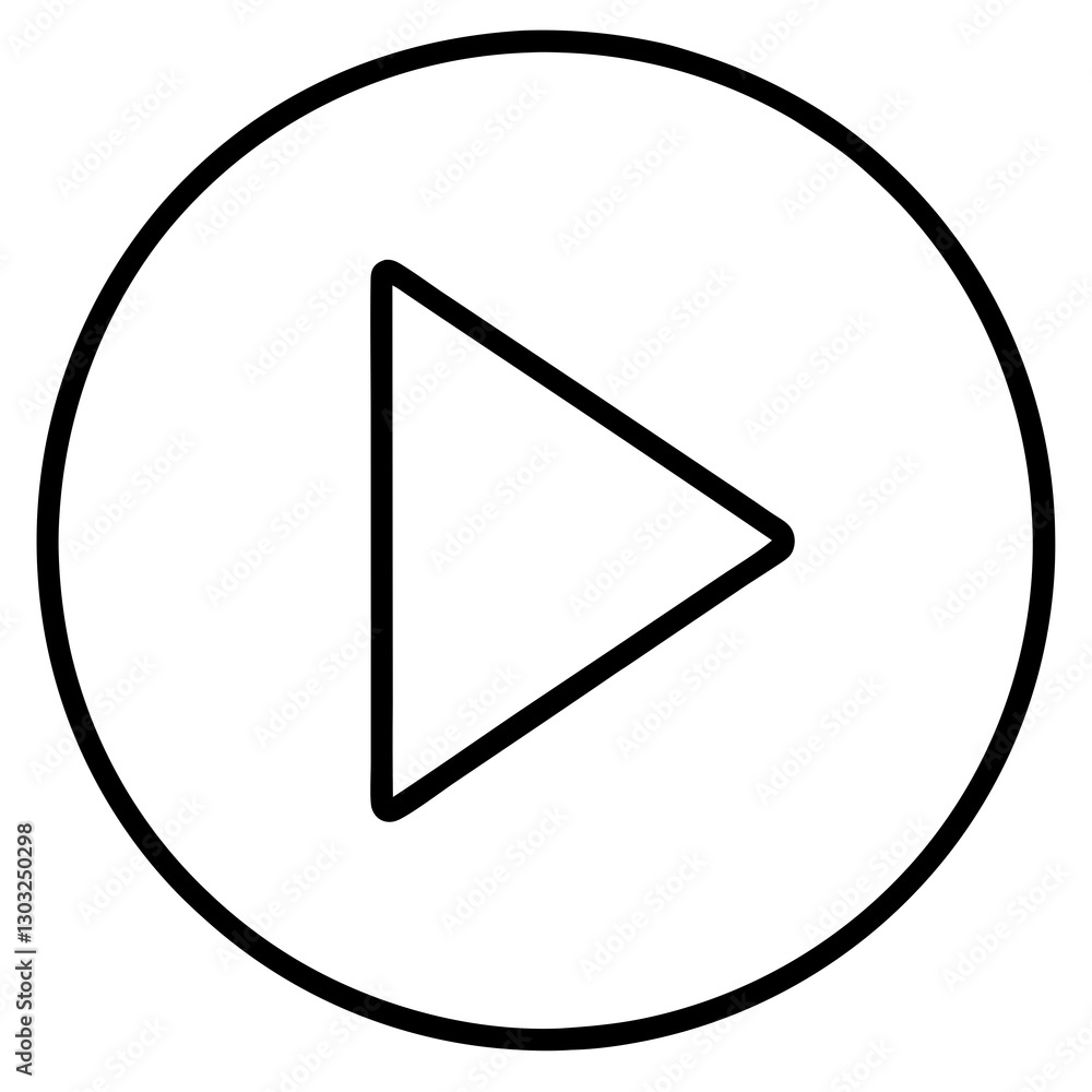 Vector Outline of a play button inside a circle representing media and entertainment Vector Outline of a play button inside a circle representing media and entertainment
