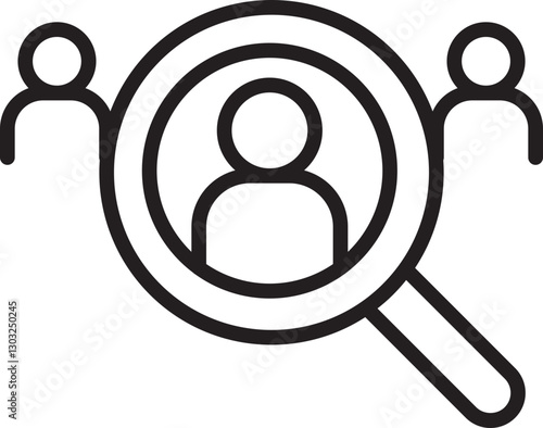 Focus on individual among groups of people line icon