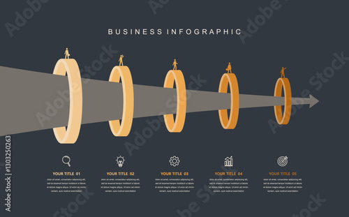 Infographic elements template, Business concept Timeline 5 steps, workflow layout, icons, diagram, report, web design. Creative, marketing data, vector.