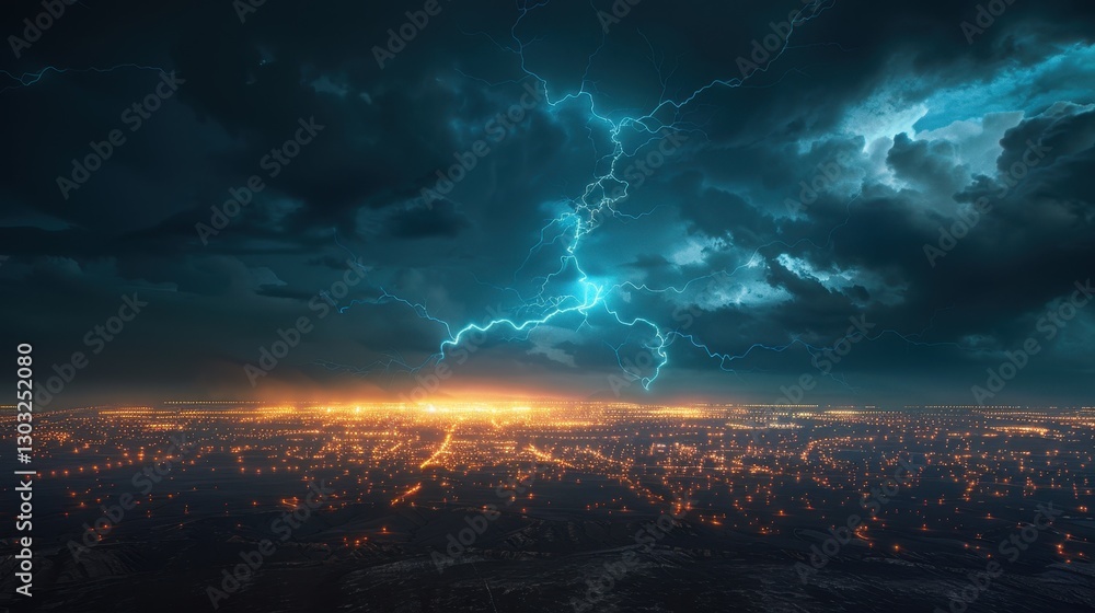 The abstract storm brings a beautiful light show. Dark clouds and rain add to the intense scene. The abstract storm brings a beautiful light show. Dark clouds and rain add to the intense scene.