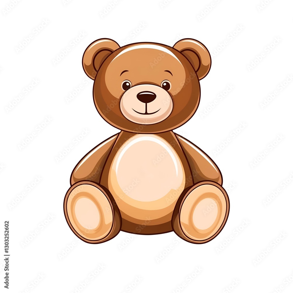 Fototapeta premium A cute teddy bear sitting upright with a glossy soft texture, detailed fur, and a warm, inviting look.