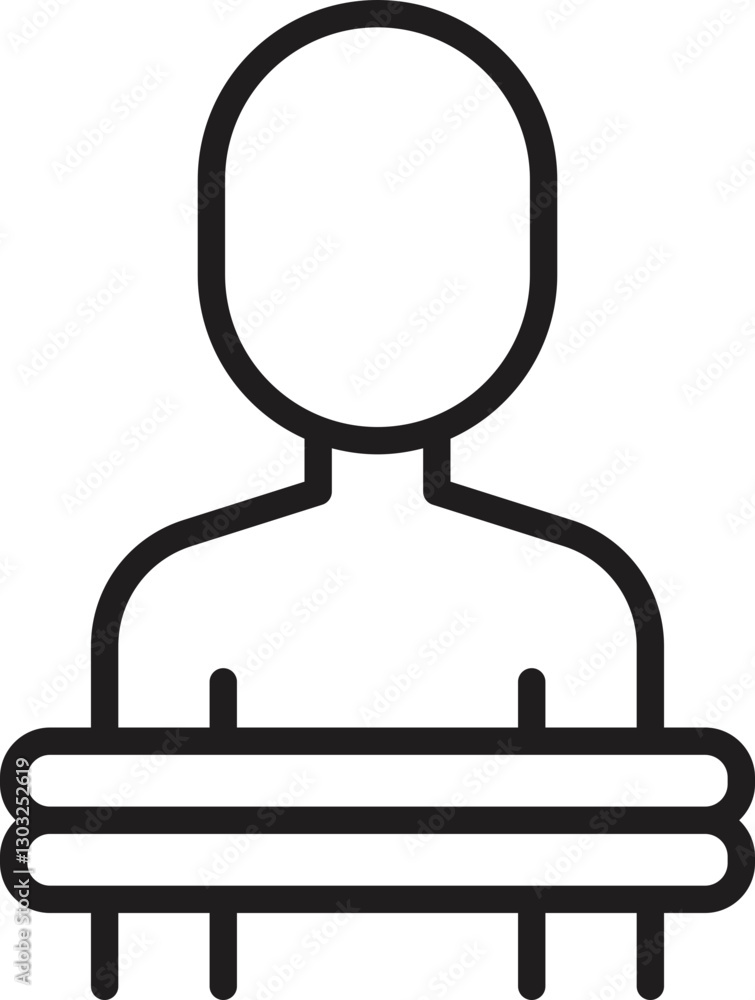 Abstract figure with bound arms line icon Abstract figure with bound arms line icon