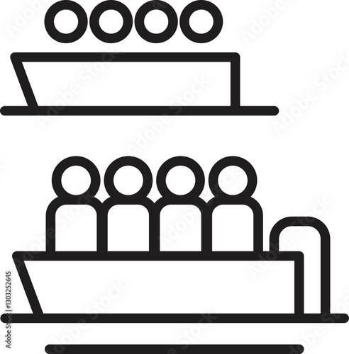 Boats with passengers illustration line icon