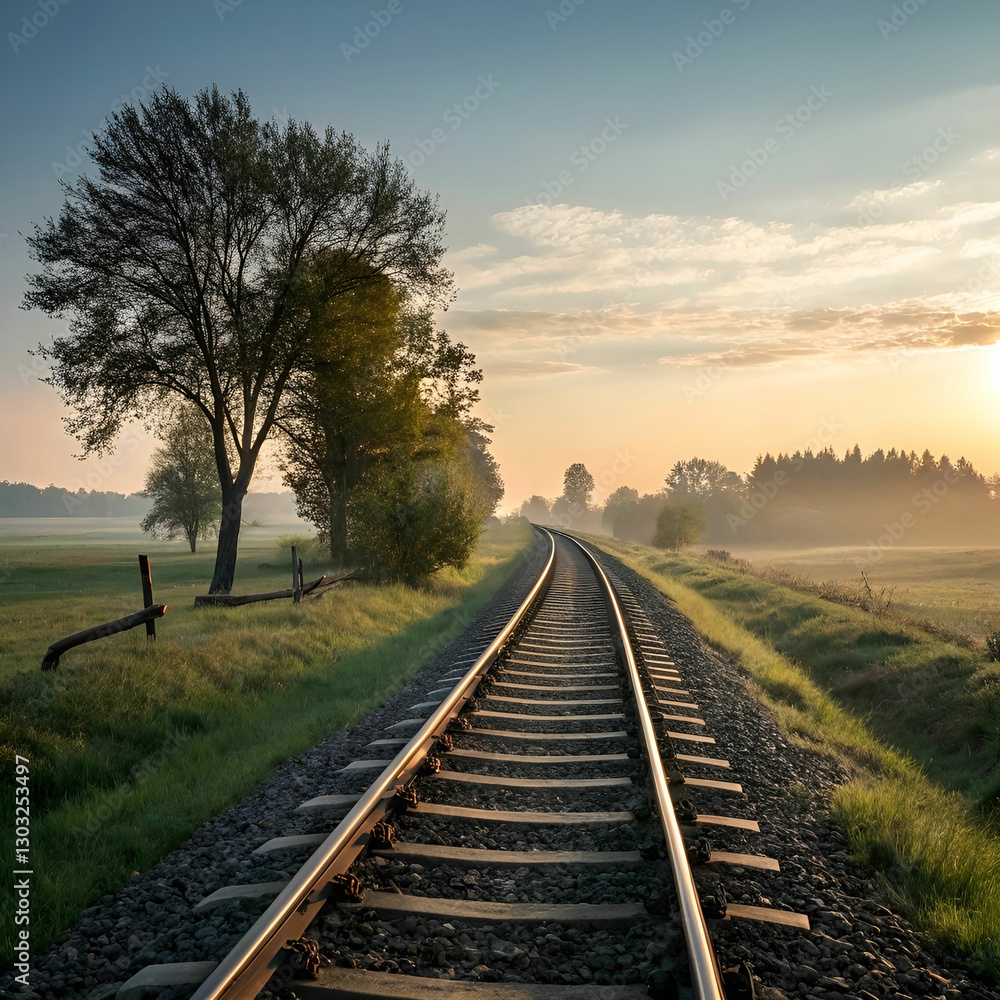 Obraz premium A train track is shown in the photo.