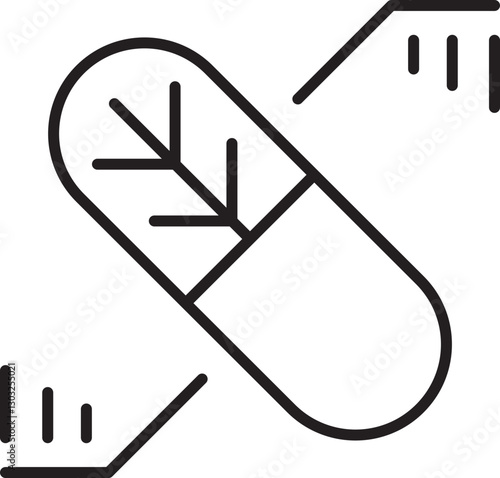 Herbal medicine capsule illustration line icon