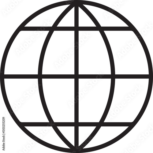 Globe icon with grid lines line icon