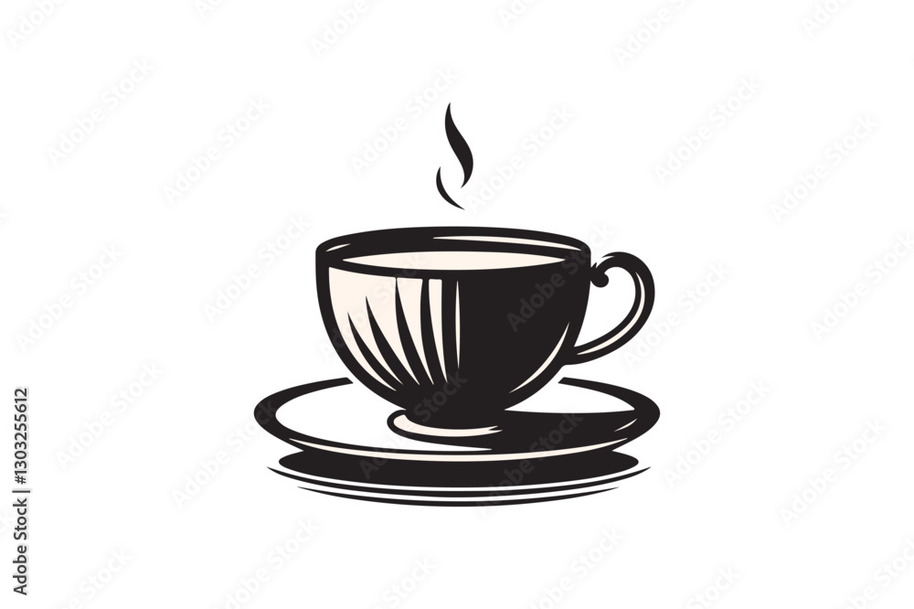 Obraz premium Black and White Steaming Beverage Cup