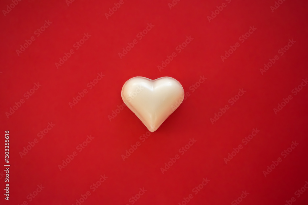 white chocolate heart on a red background. Love, romance and Valentine's day background. one heart shape chocolate candies. top lay, flat view, copy space. white chocolate heart on a red background. Love, romance and Valentine's day background. one heart shape chocolate candies. top lay, flat view, copy space.