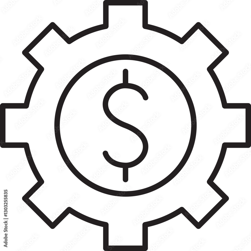 Finance gear icon with dollar sign line icon Finance gear icon with dollar sign line icon