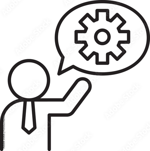 Businessman explaining concepts visually line icon