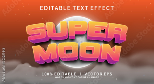  super moon vector text effect with modern style design